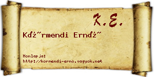 Körmendi Ernő névjegykártya
