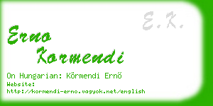 erno kormendi business card