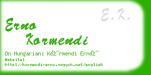 erno kormendi business card